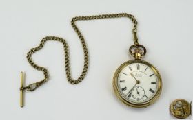 Lancashire Watch Co Gold Plated Open Faced Pocket Watch, The English Case Guaranteed to Wear 10