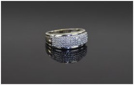 9 Carat White Gold Diamond Cluster Ring. Est diamond weight .30 ct. Fully hallmarked. Ring size O.