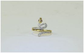 9ct Gold Diamond Snake Ring Set With Round Cut Diamonds, Fully Hallmarked, Ring size T.