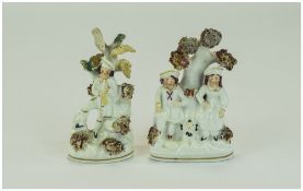 Staffordshire Pair of Miniature Small Figures circ 1860. Both figures are in nice condition.
