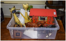 Box of Collectables comprising travelling caravan and shire horse,