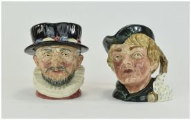 Royal Doulton Character Jugs 1. Dick Whittington D6375 2. Large Beefeater D6206 Approx 6.