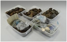 Quantity of Mostly Low Value Coins, copper, pennies, farthings, mixed lot.
