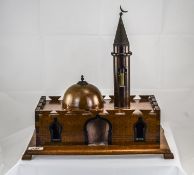 Early 20thC Fruit Wood Islamic Novelty Temple/Mosque Table Lighter Compendium Set The Turned Tower