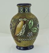 Amphora - Enamelled Early 20th Century Vase. c.1905 - 1910 with Enamelled Images of Owls and