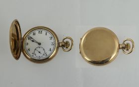 Antique Gold Plated Full Hunter Pocket Watch,