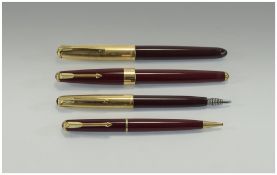 A Collection of 12ct Gold Plated Vintage Parker Pens ( 4 ) In Total.