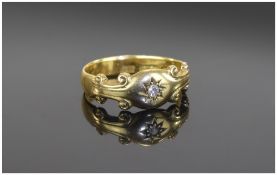 Victorian - Ladies 22ct Gold Set Single Stone Diamond Ring. Fully Hallmarked for Birmingham 1896. 5.