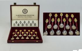 Elizabeth II Royal Silver Jubilee Ltd Edition Boxed Set of 12 Silver Spoons.