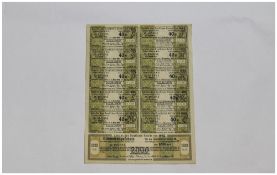 German Government Deutsche's Reich 2000 Mark - 1922 Uncancelled Full Sheet Bonds / Coupons,