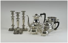 Hearts Of Sheffield Silver Plated Tea Service comprising tea pot, coffee pot,