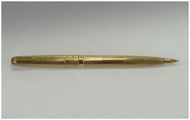 Parker 61 - Presidential Solid 9ct Gold Ballpoint Pen, Made In The Pen Frame Pattern.