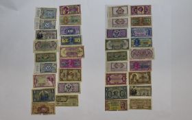 A Collection of Early 20th Century Military Payment Certificates ( 18 ) In Total.