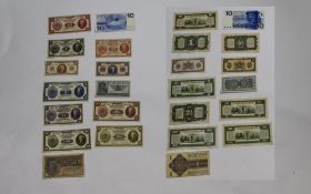 Netherlands / Dutch East Indies Uncirculated 1940's Bank Notes, 52 Cents up to 100 Guldens + Others.