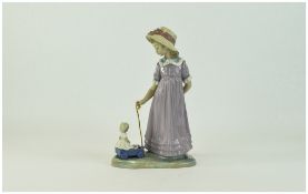 Lladro Nice Quality Figure ' Girl with Toy Wagon ' Model Num 5044. Issued 1980 - 1998. Height 10.