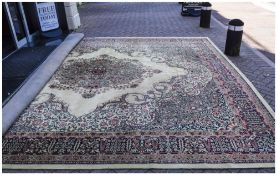 An Antique Silk Large Room Size Carpet, Victorian Green Colour with Floral Decoration.