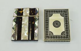 19th Century Tortoiseshell and Pearl Hinged Card Case. 4.25 x 3 Inches.
