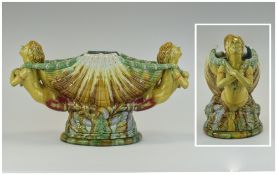 Majolica - Early 20th Century Large and Impressive - Mermaid and Shell / Figural Bowl / Vase with
