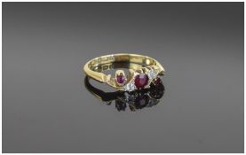 Ladies 18ct Gold Set Ruby and Diamond Ring. Hallmark Sheffield 1930. 2.9 Grams.