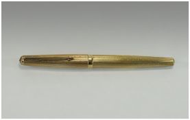 Parker 61 - Presidential Solid 9ct Gold Fountain Pen, Made In The Chevron Pattern.