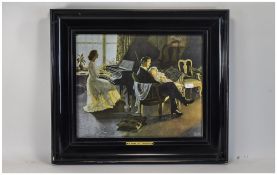 Early 20thC Framed Print ''A Song At Twilight'' 12 x 15 Inches, Broad Ebonised Frame 18 x 20