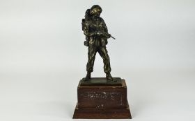 20thC Bronze Style Heavy Figure of a British Soldier at the Ready.