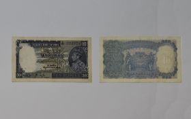 Reserve Bank of India George V - Portrait Ten Rupees Bank Note, Signed J.B.