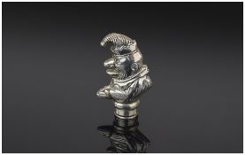 Antique Solid Silver Novelty Vesta Case, in the Form of Punch from Punch and Judy. 2.5 Inches High.