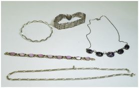 A Small Collection of Silver Hallmarked Jewellery ( 5 ) Items In Total.