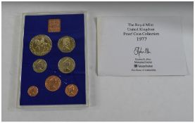 Royal Mint United Kingdom - 8 Coin Proof Coin Collection 1977, with Box and Certificates.