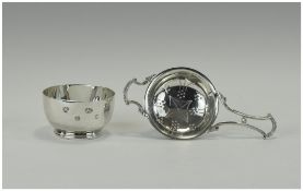 Elizabeth II Fine Silver Strainer and Bowl used for various purposes. Hallmark Sheffield 1979.