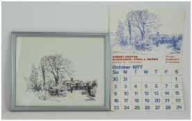 Roger Hampson 1925 - 1996 Framed Printers Proof of Rumworth Park, Willows Lane, Daubhill,