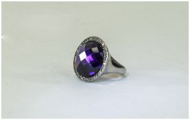 Large Modern Amethyst Dress Ring Fully H