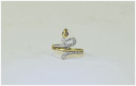 9ct Gold Diamond Snake Ring Set With Rou