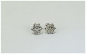 White Gold Diamond Earrings Each Set Wit