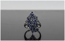 Sapphire Cluster Ring, 4.8cts of marquis