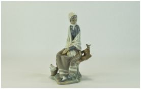 Lladro Figure ' Girl Sitting Watching Bi