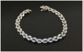 Ladies Silver Bracelet set with diamante