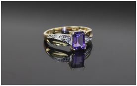 9 Carat Gold Amythist Dress Ring fully h