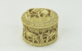 African Ivory Tusk Tobacco Box And Cover