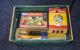 Chad Valley Globe in box, with a box of meccano, games etc
