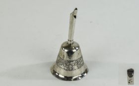 Silver Combination Whistle and Bell. Realistically modelled. Height 92 mm. Gross weight 31 grams.