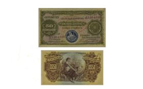 Banco Nacional Ultramarino Mozambique Bank Note, 50 Centavos, Date 5th Nov 1914.