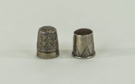Two Victorian Silver Thimbles.