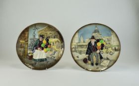 Royal Doulton Pair of Cabinet Plates. 1/ The Old Balloon Seller D6649. 2/ The Balloon Man D6655.
