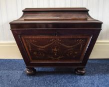 A Fine Edwards and Roberts Mid Victorian Mahogany and Marquerty Inlaid Wine Cooler of Sarcophagus