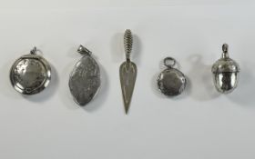 A Collection of Small Antique Silver Items ( 5 ) In Total. 4 Hallmarked, One Not.