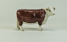 Beswick Farm Animal Figure ' Hereford Cow ' Model Num 1360. Designer A. Gredington. Height 4.