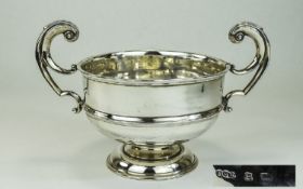 George V Twin Handle Silver Trophy Footed Bowl With Shell Handles. Hallmark Birmingham 1922, Maker