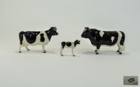 Beswick Farm Animals Family of Three 1/ Hereford Bull - 1st Version ' Ch of Champions ' Model Num